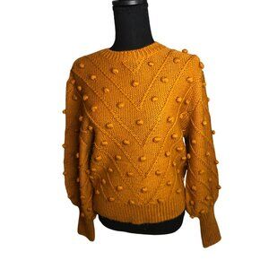 Burnt Orange Sweater with Pom Poms – Size Small
